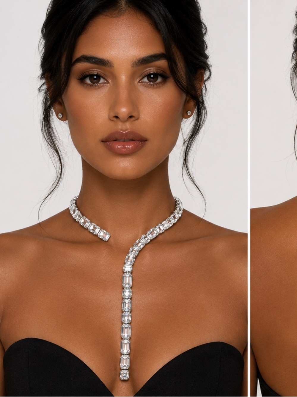 Silver Crystal Y-Chain Necklace - Women Jewelry